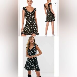 NWT Free People Like A Lady Printed Dress In Black Citrus Print Combo Medium